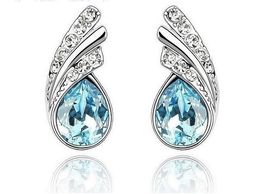 Wholesale 18K Platinum Plated Water-Drop Women Stud Earrings Genuine Austrian Crystal Fashion Earrings Jewellery for Women FD52232648