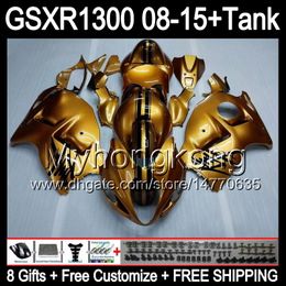 8gifts For SUZUKI Hayabusa GSXR1300 08 15 GSXR-1300 14MY16 gloss golden GSXR 1300 GSX R1300 08 09 10 11 12 13 14 15 Fairing TOP golden Kit