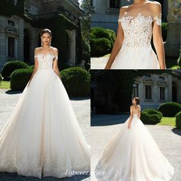 Vintage Cheap A-line Wedding Dress High Quality Elegant Illusion Back Off Shoulders Lace Appliques Bridal Gown Custom Made Plus Size