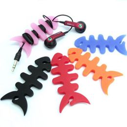 500Pcs/Lot High Quality Fish Bone Earphone Cable Holder Winder Organiser For MP4 MP3 IPhone Free Shipping