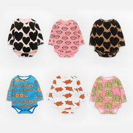 Baby Rompers INS Kids Clothing Boys Summer Oneises Infant Printed Romper Three Quarter Sleeve Cotton Jumpsuit Children Bodysuit Clothes H525