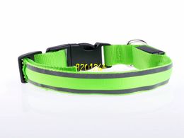 100pcs/lot Nylon Pet dog LED Collar Flashing LED Collar Safety LED Flashing Light Up Dog Collar with reflective strip