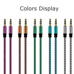 Car Audio AUX Extention Cable Nylon Braided 3ft 1M wired Auxiliary Stereo Jack 3.5mm Male Lead for Mobile Phone ,computer , Speaker