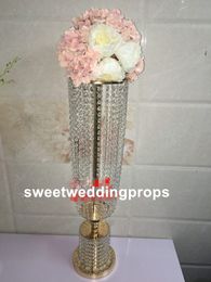 Hot sale tall acrylic crystal wedding crystal candelabra with flower bowl top for wedding centerpieces decoration