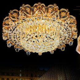 Modern Crystal Ceiling Chandeliers Lights Fixture LED Gold Ceiling Lamps Home Indoor Lighting Warm Neutral Cold White 3 Colour Changeable with Controller