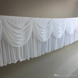 20 pés de alta qualidade (6M) Comprimento Ice White Silk Tabela Sólidos saia com ganhos para o casamento decoração de mesa Contornando grátis DHL