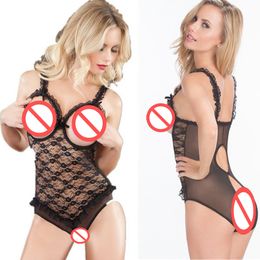 New Arrival Extremely Sexy Open Bust Crotch Lace Bodysuit Racy Babydolls Women Sexy Hollow Out Nightwear Lingerie