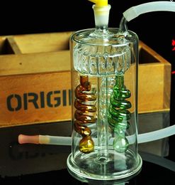 Three-color spring-style hookah, Send pot accessories, glass bongs, glass water pipe, smoking, color models shipped