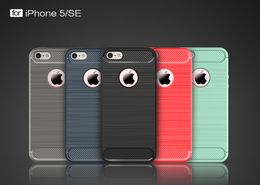 Phone Cases For Apple Iphone5s SE TPU Carbon Fiber brushed slim for iphone5s case 2017 new 10pcs per lot