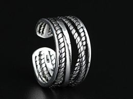 New With 925 Silver Ring Korean Korean double knot old antique silver ring ring opening personality