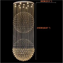 Modern Raindrop Led Crystal Chandelier Light Stair Pendant Lighting Fixtures for Hotel Villa Home Decoration