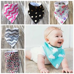 50pcs Baby Triangle Bib burp cloths soft 100% Cotton minky dots water absorption Bandana Bibs Infant Saliva Bavoir Towel Pinafore Apron YE08