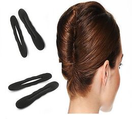 2 xBLack Magic Foam Sponge Hair Styling Donut Bun Maker Former French Twist Tool #R492