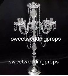 New arrvialtall wedding crystal candelabras/metal candlesticks with a flower bowl wedding centerpieces on sale