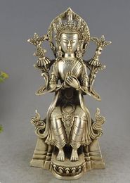 Tibet Bouddhisme Argent Siège Tara kwan-yin Guan Yin Bodhisattva Statue Déesse