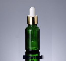 Free shipping 500pcs/lot High Grade Capacity 20ml Essential Oil Empty Glass Green Bottle for Cosmetic Container QGD12