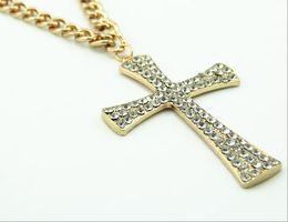 Mens Bling Iced Out Egyptian Ankh Key Pendant Necklace Gold Plated Hip Hop Rhinestones Crystal Cuban Link Chain Men Jewellery Necklaces&Pendan