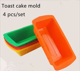 4pcs/set High Temperature Resistant Silicone Cake Mold Toast Mold Bread Baking Rectangular Cake Tools Baking Supplies