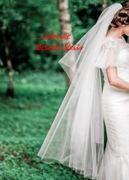 Waltz length White Ivory Wedding veil 2T Cathedral Cut Edge Comb Bridal Veil
