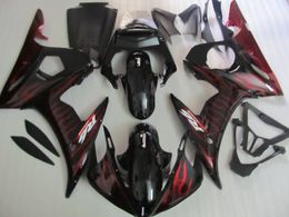 ABS plastic fairing kit for Yamaha YZF R6 03 04 05 red flames black fairings set YZF R6 2003 2004 2005 OT26