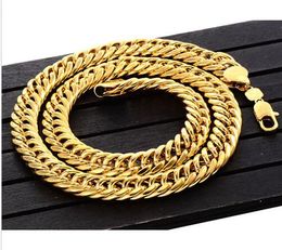 Mens 24inch Thick 24K Yellow Gold plated Curb Link Chain Hip Hop Necklace