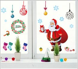 DIY Merry Christmas Wall Stickers Holiday home Decoration Santa Claus Gifts Tree Window Wall Stickers Removable Vinyl Wall Decals Xmas Decor