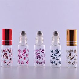 5 ml Essential Oil Roller Bottles With Metal Roll On Butterfly Printing Perfume Bottle Wholesale free shipping F2017209