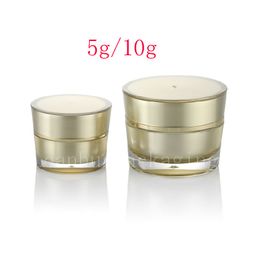 5g 10g Golden Slanting Round Acrylic Cream Jar container Small Empty sample Cosmetic Pot ,Gold eye cream Cosmetics Packaging