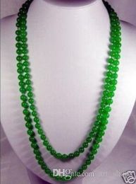 8mm natural green jade beads Necklace 36"