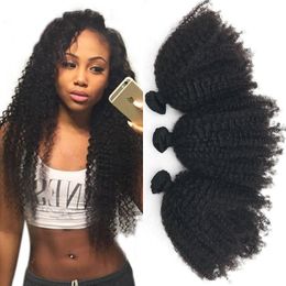 kinky weaves for natural hair Canada - Afro Kinky Curly Human Hair Weave Extensions for Black Women Malaysian Hair 3 Bundles Natural Color Virgin Hair G-EASY