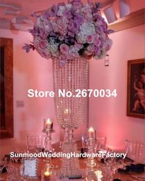 luxury tall hanging acrylic bead crystal wedding flower stand Centrepieces on sale1