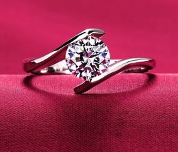 S925 silver wedding Anel Ring 18K real white gold plated CZ Diamond 4 prong engagement wedding bridal Ring women
