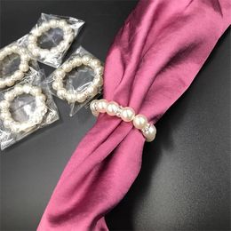 100Pcs Lot White Pearls Napkin Rings Wedding Napkin Buckle For Wedding Reception Party Table Decorations Supplies I121