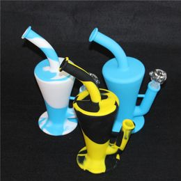 barrel silicone bong water pipes 10 5 inch portable silicone oil rigs detachable hookahs unbreakable smoking oil concentrate pipe