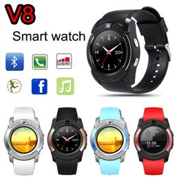 Смарт-часы V8 с SIM-картой, круглым циферблатом, Bluetooth, Full HD-дисплеем и камерой 0,3 Мп, MTK6261D, спортивные умные часы, носимые наручные часы VS GT08 DZ09