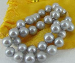 GORGEOUS 18 INCH 10-11MM SOUTH SEA SILVER GREY PEARL NECKLACE 14K Gold Clasp