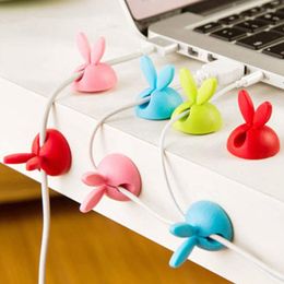 Malloom 2017 4pc Rabbit cable holder Wire Organizer Bobbin Winder Wrap Cord Office Solid Tool USB charger cable Free shipping 500pcs/lot