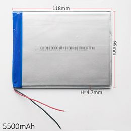 Model 4795118 3.7V 5500mAh Lithium Polymer Li-Po Rechargeable Battery For DVD PAD Mobile phone GPS Power bank Camera E-books Recoder TV box