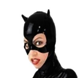 Gothic Black Catwoman Mask Open Eyes Mouth Adult Women Hat With Ears Halloween Fancy Dress Accessory