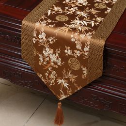 120 inch Extra Long Bamboo Patchwork Table Runner Luxury Simple Silk Brocade Coffee Table Cloth High End Dining Table Mats 300x33 203L