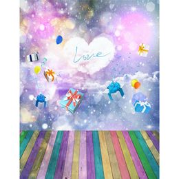 Colourful Wood Floor Newborn Photograpghy Backdrop Love Heart Glitter Photo Background Birthday Gifts Boxes Child Fantasy Backdrops