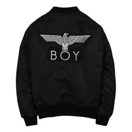 New Boy London Thick Warm Jacket Boy Embroidered MA1 Eagle Hawk Black Jacket Coats