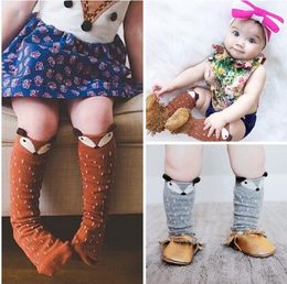 Unisex cartoon Animal leg warmers 2017 Fashion baby girls & boys knee high Totoro Panda Fox socks kids cute Striped Knee Pad sock Best quality