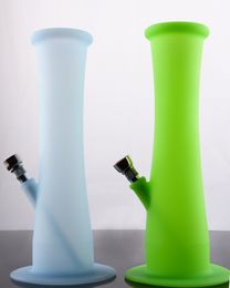 Colored 9 Inches Silicone Hookah Bongs with Metal Downstem Silicone Water Pipe by Individual Box Smoking Accessories for Tobacco Wax