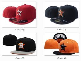 Wholesale Houston Astros Fitted Hat Black Baseball Snapback Men's MLB Baseball Cap Cool Base Flat Brim Hip Hop Size Caps With Box