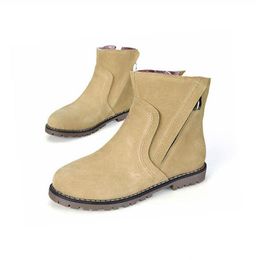 taglie forti 34-43 Stivali da donna autunno inverno Scarpe da donna europee solide Stivali Martin Stivaletti in pelle scamosciata con macchia spessa