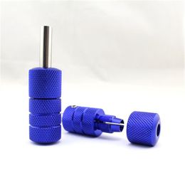 Wholesale-Newest 5Pcs/Lot Aluminium Auto Lock 22mm diameter Tattoo Tube Tattoo Grips Blue Colour Free Shipping