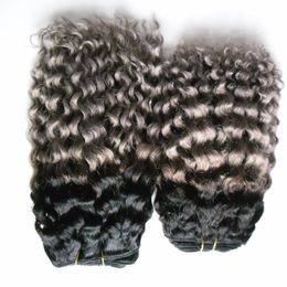 Ombre brazilian hair T1B/Gray two tone deep wave 200g grey hair weave bundles 2pcs brazilian hair weave bundles