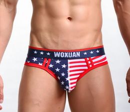 Wholesale WOXUAN Mens Briefs.USA Flag Mans Underpants,Man Underwear,Free Shipping!New Arriving!