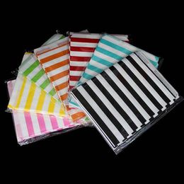 2017 new Environmental protection party supplies disposable food bag striped pattern paper bag foreign trade Colour paper bag
